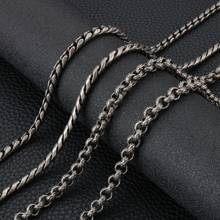 Haoyi correntes de fivela fashion, colar simples de aço inoxidável, cor de prata, titânio preto para homens, joias 2024 - compre barato