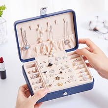 Joyero Simple de estilo coreano para chica, caja de exhibición de pendientes portátil, organizador de almacenamiento de joyas de anillo de cuero multifunción 2024 - compra barato