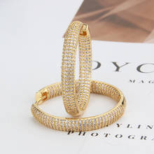 Funmode Fashion Cubic Zircon Pave Big Circle Gold Color Hoop Earring For Women Girls Bithday Gifts Brincos Wholesale FE108 2024 - buy cheap