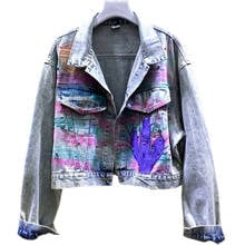 Chaqueta vaquera Vintage para mujer, abrigo de moda, bombardero, vaquero, grafiti, Otoño, M323, 2019 2024 - compra barato