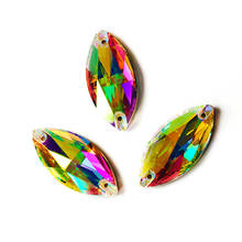 YANRUO-diamantes de imitación 3223 Navette Color AB, piedras para coser, cristal superior, gemas artesanales, Strass de cristal para joyería en ropa 2024 - compra barato