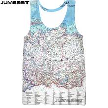 Jumeast-Chaleco con estampado 3D para hombre y mujer, Camiseta deportiva de manga corta con estampado de mapa, a la moda, camisetas sin mangas de verano 2024 - compra barato