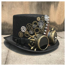 Handmade Steampunk Top Hat With Gear Glasses For Women Men Cosplay Hat Magic Hat Size 57CM 2024 - buy cheap