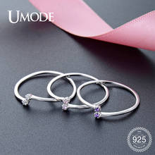 UMODE New 925 Sterling Silver Simple CZ Open Bypass Ring for Women Silver Clear Purple Pink Zircon Crystal Jewelry Gifts ULR0817 2024 - buy cheap