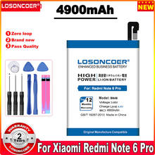 Losoncoer 4900mah bn48 bateria para xiaomi bn48 redmi nota 6 pro substituição da bateria + ferramentas gratuitas 2024 - compre barato