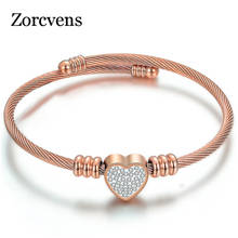 ZORCVENS-pulsera con dijes de corazón de amor para mujer, brazalete de cristal de acero inoxidable, Color dorado y plateado, joyería para mujer 2024 - compra barato