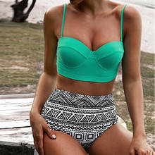 Conjunto de Bikini de cintura alta # Z45 para mujer, traje de baño Sexy con estampado bohemio, bañador femenino de realce, bikinis brasileños femeninos 2024 - compra barato