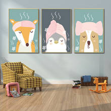 Toalla de baño de Color espray para niños, cuadro de pared con pintura de Animal, pingüino, perro, póster, decoración de habitación infantil, estilo nórdico moderno 2024 - compra barato