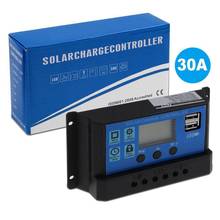 30A ШИМ регулятор солнечной панели 12 в-24 в контроллер заряда Авто двойной USB цифровой дисплей для свинцово-кислотных батарей ЖК-коллектор 2024 - купить недорого