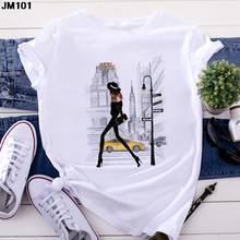 Mulheres de verão t camisa branca moda modelo impressão senhoras topo tshirt harajuku manga curta streetwear feminino camiseta mulher t 2024 - compre barato