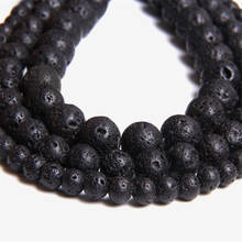 Fashion 4/6/8/10 Mm Black Volcanic Lava Round Beads DIY Loose Bead for Jewelry Making Bracelet Necklace 2024 - buy cheap