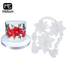 Meibum molde de silicone para fondant, forma de flor de natal para bolo de chocolate, pasta de goma, massas, sobremesa, ferramentas de decoração 2024 - compre barato