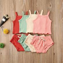 New Toddler Kid Baby Girl Summer Sling Tops Shirt Short Pants Outfit Set Clothes 2024 - buy cheap