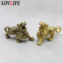 Retro Copper Chinese Ancient Animal Beast Qilin Lucky Keychain Pendant Handmade Brass Feng Shui Car Key Chian Rings Hanging Gift 2024 - buy cheap