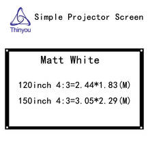 Thinyou 120inch 150inch 4:3 Wall Mount Projector Screen Finishe Edge White Curtain Simple Hot Sale Wholesale projeksiyon perdesi 2024 - buy cheap