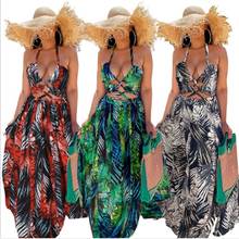 2021 New summer Printed Sexy Beach Dress Women chiffon Backless Cover Up Maxi side split Bikini swimwear cover-ups 2024 - buy cheap