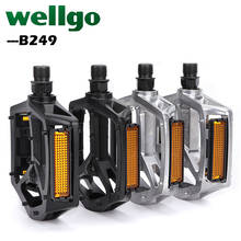 Pedal para bicicleta de montaña Wellgo B249 DU Bearing Alloy, pedales huecos plateados y negros, Reflector de piezas de ciclismo 2024 - compra barato