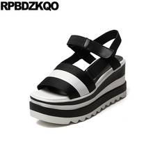 Zapatos de tacón con plataforma plana para mujer, sandalias de diseñador de alta calidad, Punta abierta, color negro, color azul, 2021 2024 - compra barato