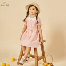 Dkh17107 vestido listrado de verão infantil, vestido listrado com desenho estampado vestido doce para crianças roupas de lolita para meninas 5y-13y 2024 - compre barato