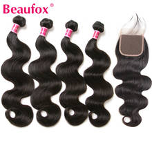 Beaufox Body Wave Bundles With Closure Brazilian Hair Weave Human Hair Bundles With Closure Remy 4 Bundles With Closure 2024 - buy cheap