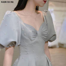 KAUNISSINA Simple Wedding Dress Sweetheart Floor-Length Puff Sleeve Boho Wedding Gowns Women Elegant Pearls A-Line Bride Dresses 2024 - buy cheap