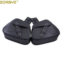 Zorbyz bolsa alforge para motocicleta, bolsa universal preta de couro pu com trava de senha para bagagem harley honda suzuki 2024 - compre barato