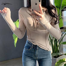 Solid Fashion Blouse Women Korean Slim Sexy Long Sleeve Women's Shirt Tops Female Half-open Collar Short Bottoming Shirt 12582 2024 - buy cheap