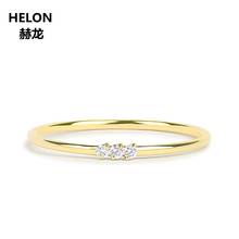 Anel de diamantes e casamento feminino 0.03ct si/h, em cores sólidas, 18k, de ouro amarelo, 3 pedras 2024 - compre barato