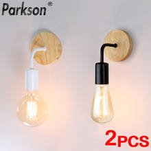 2Pcs/lot Vintage Wood Wall Lamp E27 Light Bulb Retro Industrial Wall Light Fixture For Home Loft Living Room Bedside Lamp Sconce 2024 - buy cheap