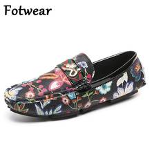 Fotwear Brand Men Loafers Big Size Floral Pattern Men Leather Casual Shoes Breathable Driving Male Moccasins Slip On Flats Man 2024 - buy cheap
