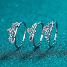 Brilliant Cut Diamond Test 0.13 ct Minnie D Color Moissanite Crown Ring Silver 925 Original VVS1 Clarity Gemstone Wedding Rings 2024 - buy cheap