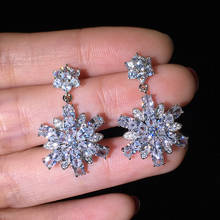 Cute Korean Earrings S925 Sterling Silver Color Bling ZIrcon Stone Flower Drop Earrings for Women Fashion Jewelry 2024 - buy cheap