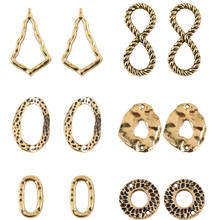 Contas ocas de liga de zinco para fazer joias, ouro oval redondo de metal, pingentes de argola, pulseiras colar, acessórios de artesanato diy 2024 - compre barato