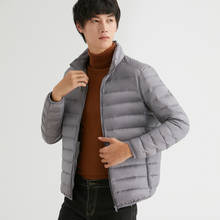 Jaqueta masculina ultraleve de pato, casaco corta-vento com gola alta, outono e inverno 90% 2024 - compre barato