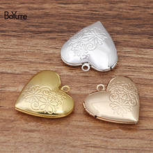 BoYuTe (10 Pieces/Lot) 25*7MM Metal Brass Flower Carved Heart Locket Open Photo Locket Pendant Wholesale 2024 - buy cheap