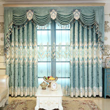 Cortinas para sala de jantar, para quarto, jacquard de flanela, estilo europeu, bordado, cortina para varanda 2024 - compre barato