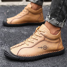 Leather Boots Men Non Slip Vintage Loafers Warm Winter Men Sneakers Lightweight Ankle Snow Shoes Soft Casual Mens Warm Plush 48 2024 - buy cheap