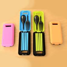 Hot Sale 1 set Outdoor Travel Picnic Portable Tableware Folding Chopsticks Spoon Fork With Storage Box 2024 - buy cheap