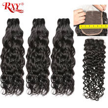 Water Wave Bundles With Closure 5x5 Lace Closure RXY Brazilian Human Hair Weave Bundles With Closure Free Fast Shipping  Remy 2024 - buy cheap