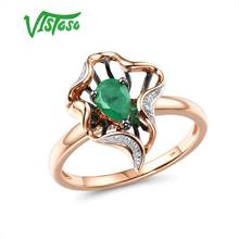 VISTOSO Gold Rings For Women Genuine 14K 585 Rose Gold Ring Magic Emerald Sparkling Diamond Engagement Anniversary Fine Jewelry 2024 - buy cheap