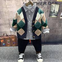 Boys Clothes Suits Baby Kids Boys Knit Cardigan,plush shirts,plush jeans 3pcs Baby Sport suit Boys Clothing Sets 2-6years 2024 - buy cheap