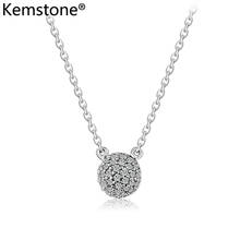 Kemstone Trendy Round Ball Full Zircon Copper Silver Color Pendant Necklace Jewelry Gift for Women 2024 - buy cheap