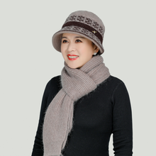 2020 Fashion Women Warm Hat Scarf Female Rabbit Wool Cap Grandma Warm Knitted Beanies Winter Velvet Mother Hat Scarf 2pcs Set 2024 - buy cheap