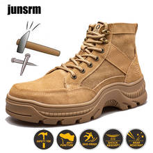 Safety shoes men's anti-puncture steel toe cap outdoor desert combat boots hiking boots military boots indestructible work boots 2024 - buy cheap