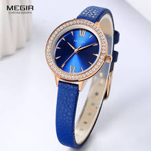 MEGIR Dress Quartz Watch Women Top Brand Luxury simple Wristwatch Female Lady Blue Leather Bracelet Relogio Feminino Clock 4210 2024 - buy cheap