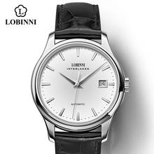 Lobinni relógio masculino de negócios, relógio automático de movimento mecânico para homens, relógio masculino de couro legítimo com data de safira e simples 2024 - compre barato