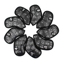 9pcs/set Golf Club Iron Cover Headcover Skull With Number Tags Waterproof PU Leather Golf Iron Headcover 2024 - buy cheap