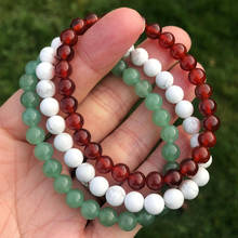 Mens Stacking Bracelet 6mm Carnelian Howlite Green Aventurine Bracelets Healing Beads Beaded Bracelet Set Of 3 2024 - buy cheap