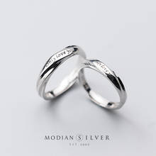 Modian-anillo romántico de letras talladas para hombres y mujeres, de Plata de Ley 925, un par ajustable, para amantes, anillo de boda, joyería fina 2024 - compra barato