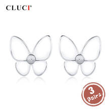 Cluci 3 par de prata 925 bonito borboleta brincos para o casamento feminino prata esterlina clássico pérola anel montagem jóias se159sb 2024 - compre barato